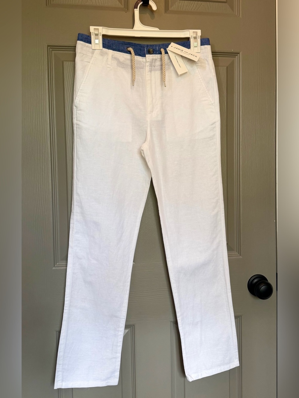 Girls Janie and Jack White Linen-Blend Pants Size 14